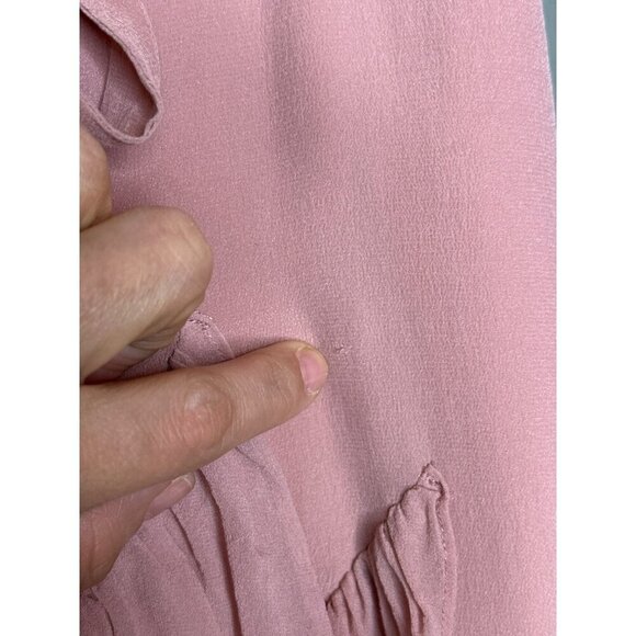 Banana Republic Silk Blouse Womens XS Scoop Neck Cascade Ruffle Sleeveless - Picture 3 of 9